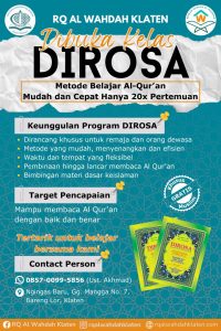 PROGRAM DIROSA: BELAJAR AL-QUR'AN MUDAH & CEPAT!