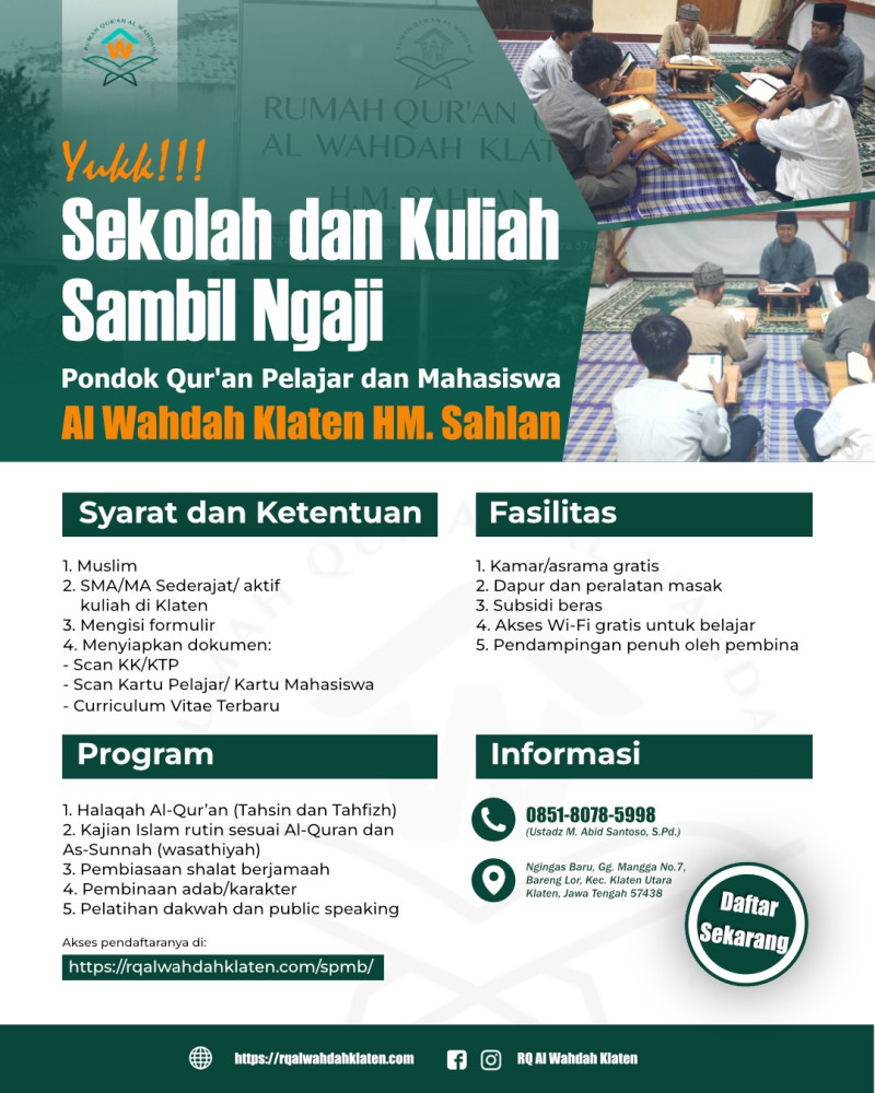 Yuk Sekolah dan Kuliah Sambil Ngaji!